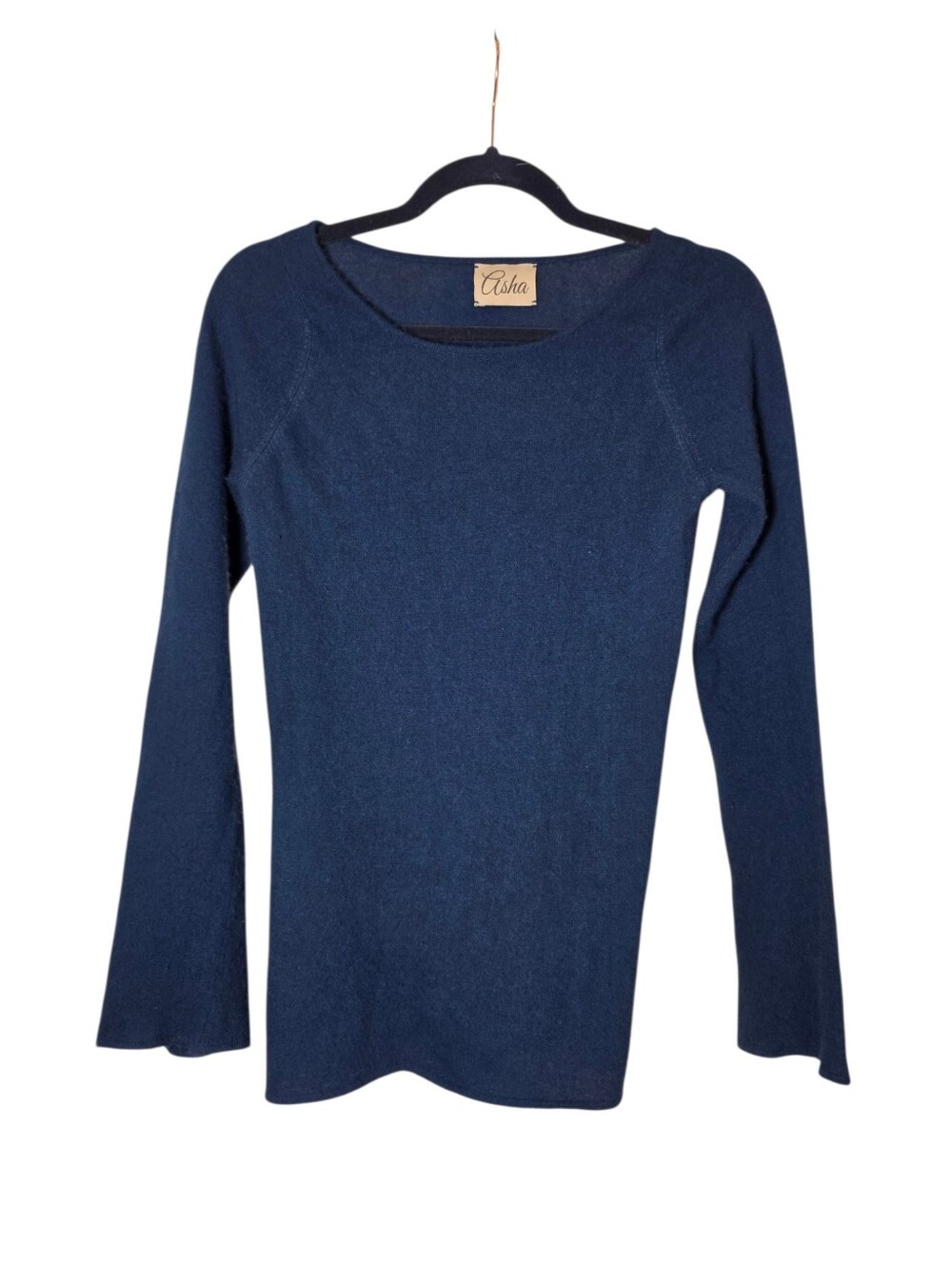 Asha 100% Cashmere Navy Long Sleeve Knit Top *read